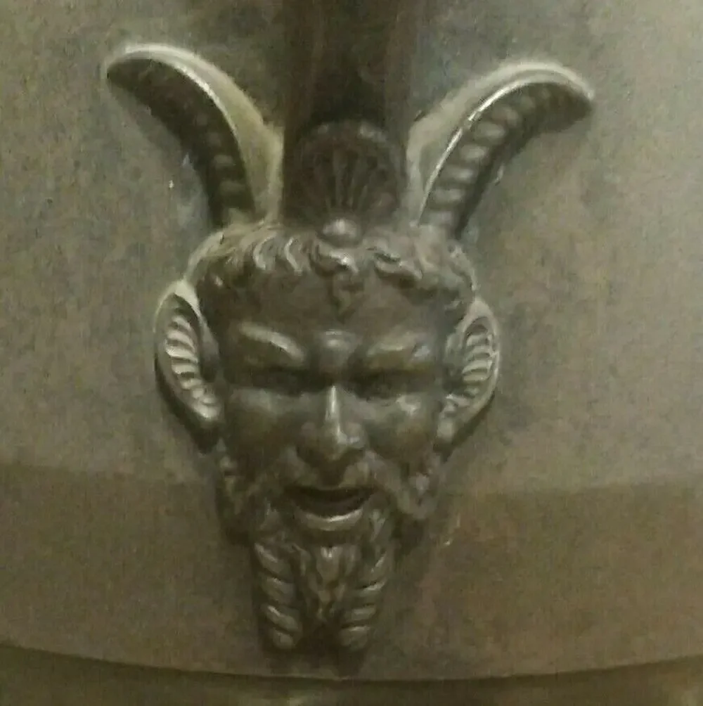 Meridian B Co Silver Plate Devil Pitcher Ceramic Liner 1868 Victorian 13.5
